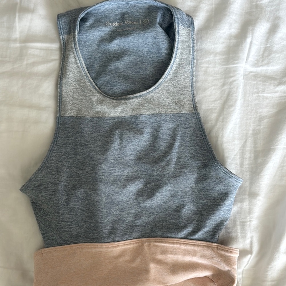 Outdoor Voices Gray Tan Racerback Sports Bra
